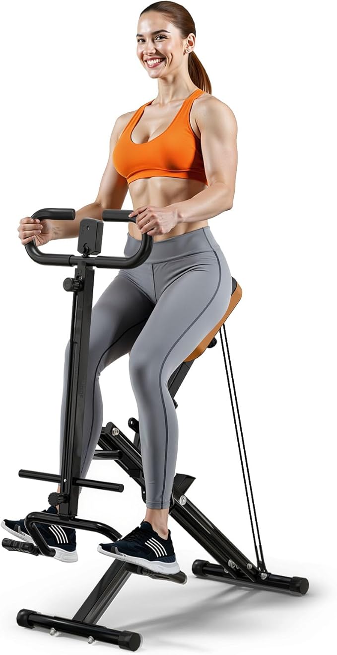 Deep Squat Machine for Women, 2 in 1 Foldable Squat Assist Trainer, 400 LB Weight Capacity, Easy Setup Exercise Equipment, Home Training Machine for Arm Ab Glute Leg Workout Black