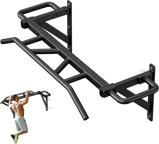Heavy Duty Pull Up Bar with 14 Grip Positions, Strength Training Pull-Up Bars for Home Gym, Wall Mounted, Joist Mounted Chin Up Bar with Reinforced Thick Metal Construction - Supports 600 lbs for Full-Body Workouts