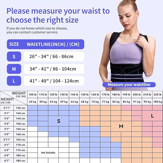 Fit Geno Back Brace Posture Corrector for Women and Men, Shoulder Straightener, Adjustable Full Back Support, Upper and Lower Back Pain Relief - Scoliosis, Hunchback, Hump, Thoracic, Spine Corrector (black, Large)