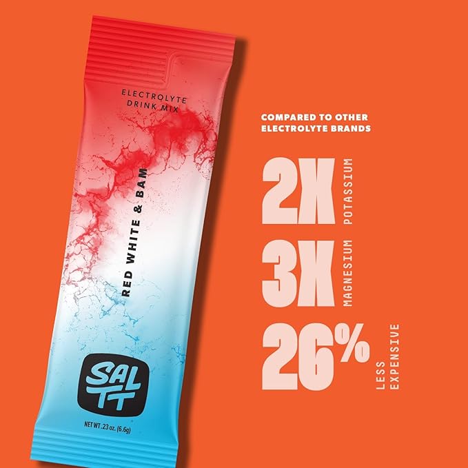Keto Chow SALTT Electrolytes Powder Packets, Red White & Bam (30 Hydration Packs) - Magnesium, Potassium, Sodium, Trace Minerals - Vegan, Sugar Free, Gluten Free - Travel Essentials - Made in USA