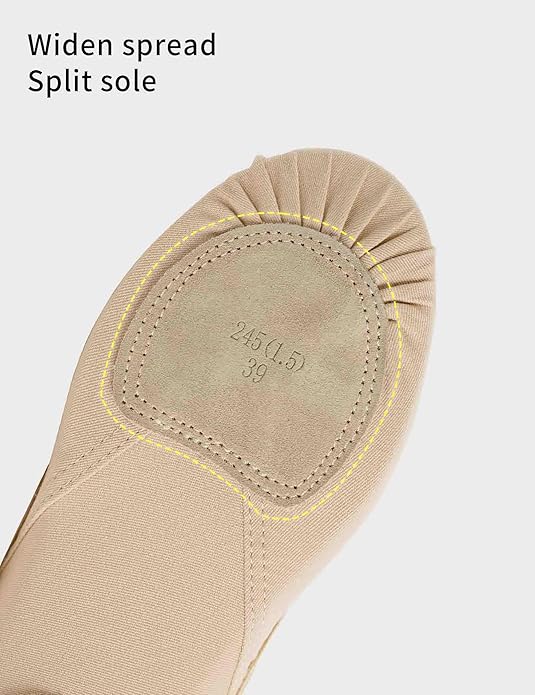 Cloud Soft 4 Way Stretch Canvas Ballet Shoes Split Sole Dance Slippers for Toddler Girls, Little Big Kids Training