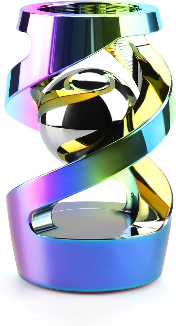 Fidget Toys Adult, Kinetic Spinning Desk Toy, Kinetic Optical Illusion Toys, Metal Fidget Spinner Toys, Cool Gadget Relieve Stress Anxiety Fidget Toys for Office for Adult (Iridescent)