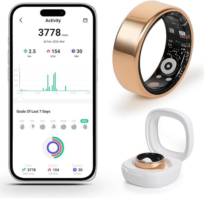 Smart Ring for Women and Men – Fitness & Health Smart Ring with Heart Rate and Sleep Tracking – Waterproof Activity & Wellness Ring Compatible with iPhone and Android