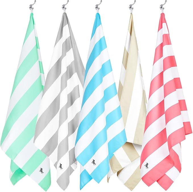 Dock & Bay Beach Towel - Quick Dry, Sand Free - Compact, Lightweight - 100% Recycled - Includes Bag - Cabana Light - Goa Grey - Large (160x90cm, 63x35)