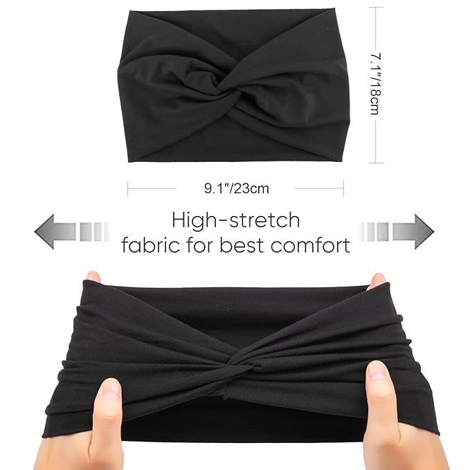 DRESHOW 8 Pcs Women Headbands for Hair Styling, Hair Securing, Workout, Daily Wear. African Wide Turban Vintage Wrap Style. 95% Polyester, 5% Spandex. One Size Fits Most. 8 Count (Pack of 1)