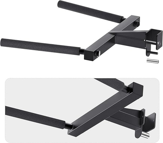 SELEWARE Y-Shaped Dip Bar for 2"x2" or 3"x3" Power Rack with 5/8" or 1" Holes, Heavy Duty Dip Bar Attachment with Non-Slip Grips, Squat Rack Accessories for Home Gym Strength Training