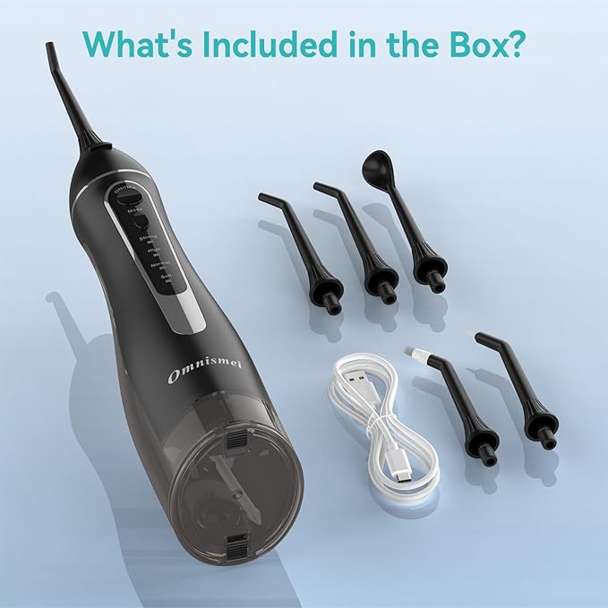 Water Dental Flossers for Teeth, 300ML Cordless Portable Electric Water Flosser, 4 Modes Oral Irrigator, Waterproof Rechargeable Water Floss for Deep Cleaning, Plaque Remover,Braces Home Travel Use