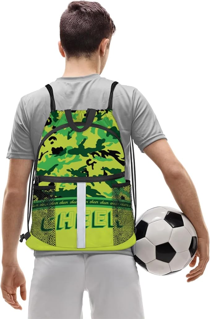 Cheerleader Drawstring Backpack,Waterproof Sports Gym Bag with Shoes Compartment and Bottle Holder,Travel Tote Bags for Beach,Swimming,Yoga Gifts