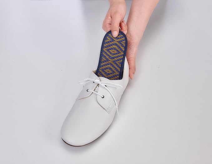Japanese Traditional Organic Igusa Insoles, Smooth Sweat-Absorbing Deodorant Non-Slip Breathable Insoles Made of Igusa (Japanese Soft Rush Grass) (US Size 4, 22-22.5cm, Blue)