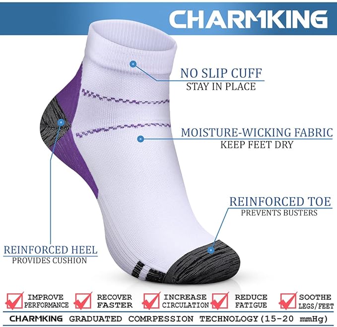 CHARMKING Compression Socks for Women & Men Circulation 15-20 mmHg is Best for Athletic Running Cycling Nurse Daily Wear