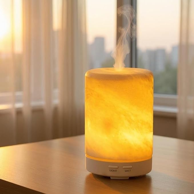 Koville White Marble Essential Oil Diffuser - Ultrasonic Aromatherapy & Humidifier with 2-Color LED Lights, 110ML Decorative Marble Aromatherapy Diffuser, Auto Shut-Off, Scent for Home, Office, Yoga