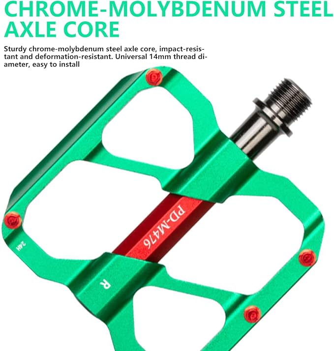 Bike Pedals - 3 Bearings Alloy Platform, Non-Slip 9/16" MTB Cycling Pedals (Durable Lightweight Design)