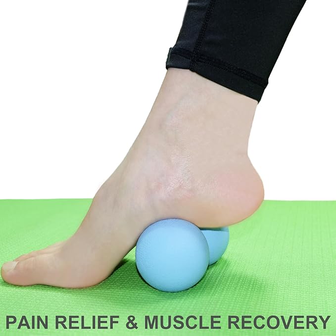 Hard Peanut Massage Ball, Double Lacrosse Massage Ball. Deep Tissue Massage Roller Mobility Ball for Physical Therapy Myofascial Release Muscle Relaxer Acupoint Massage (Blue)