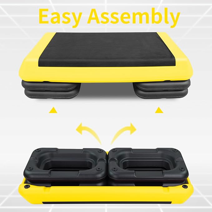 Adjustable Aerobic Stepper Workout Step with 4 Risers Fitness & Exercise Platform Trainer