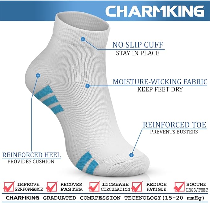 CHARMKING Compression Socks for Women & Men Circulation 15-20 mmHg is Best for Athletic Running Cycling Nurse Daily Wear