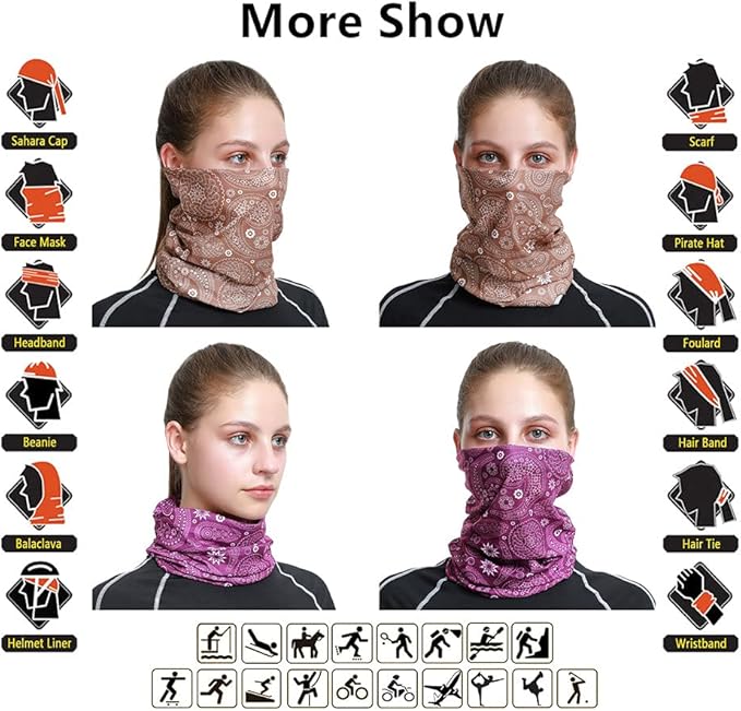 Headband Neck Gaiter Head Wrap Headwear Face Mask Magic Scarf Bandana for Men and Women