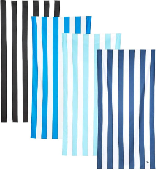 Dock & Bay Beach Towel - Quick Dry, Sand Free - Compact, Lightweight - 100% Recycled - Includes Bag - Set of 4 - Blue Hues, Extra Large (200x90cm, 78x35)