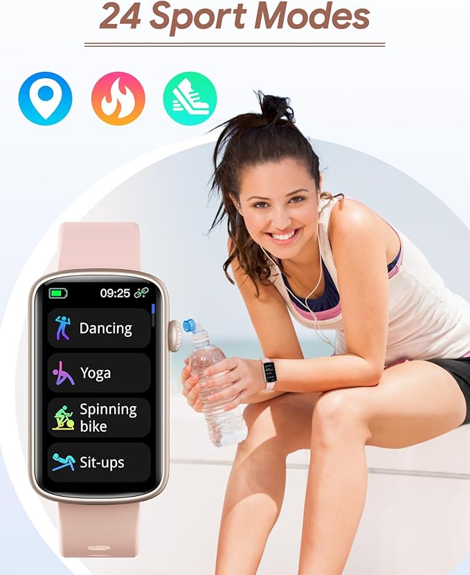 Fitness Tracker, Fitness Watches for Women Men with Heart Rate Monitor Blood Oxygen Sleep Tracker Pedometer, 1.47" Smart Watch Step Calorie Counter for Android iOS IP68 Waterproof (Pink)