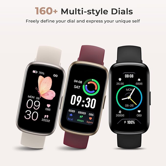 Fitness Tracker with 24/7 Heart Rate, Blood Oxygen, Sleep Monitor, 3ATM Waterproof Fitness Watch/Smart Watch/Activity Tracker, Pedometer/Step Counter, Calorie Tracker for Women, Wine Red