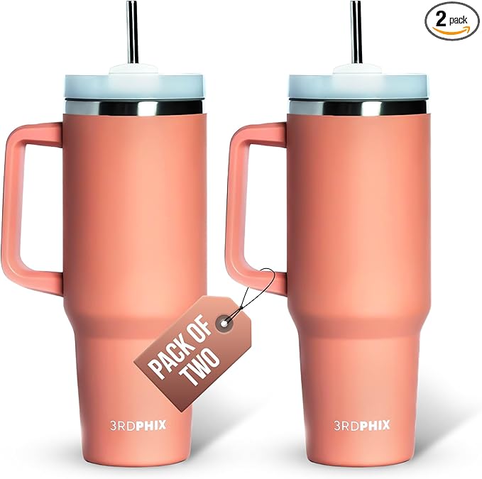 Leakproof, Eco-Friendly Tumbler Bottle – Multi-Use Protein Shaker, Smoothie Cup & Water Bottle – White Marble, Pink, Beige, Black (Beige, Pack Of 2)