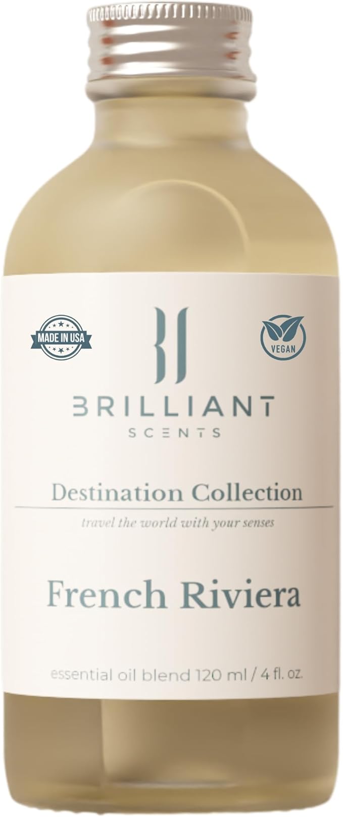 French Riviera Fragrance Oil 120ml - Premium Diffuser Oil for Home, Office, Hotels - Long Lasting, Plant-Based, Meets IFRA Standards, USA-Made - Blood Orange, Jasmine, Tonka Bean