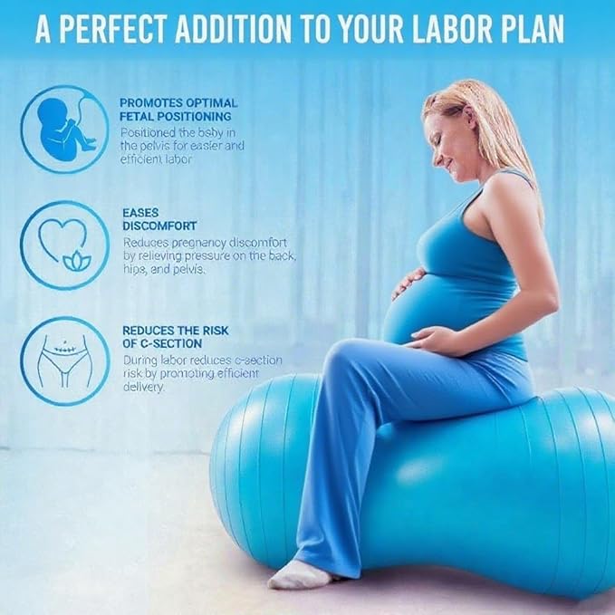 Exercise Stability Peanut Yoga Ball with Pump, Ball Plug，Used for Kids Adults, Gym, Birthing for Pregnancy