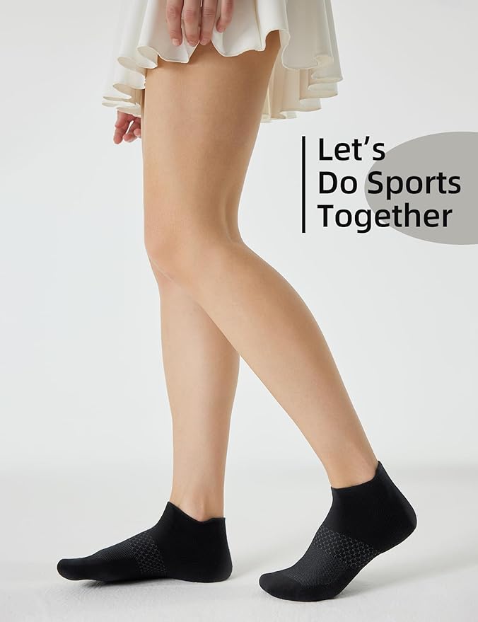 CS CELERSPORT 5 Pairs Women's Ankle Running Socks Cushioned Athletic Sport Socks with Tab