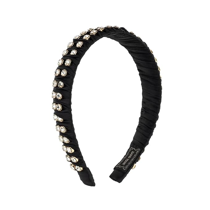 Madison Tyler Rhinestone Headbands for Women | Black Handmade Outdoor Jeweled Hair Band for Girls | Thin Hair and Thick Hair | Skincare and Boho Spring Headband for Women's hair