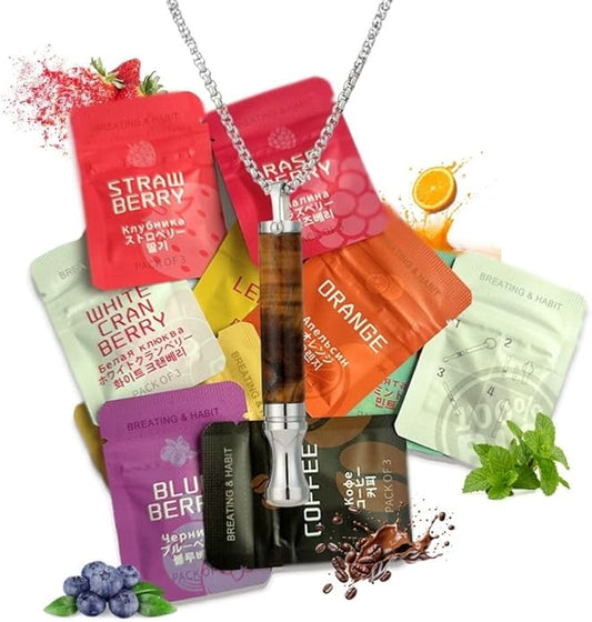Breathing Necklace for Stress Relief, Breathe Free Necklace to Quit Smoking, Breathing Tool for Meditation, Mindful