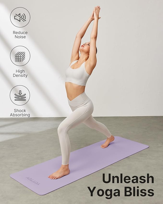 Yoga Mat,Non-Slip TPE Exercise Mat(1/4 Inch) for Pilates, Fitness & Barefoot Workouts, Home Gym Studio with Strap & Bag