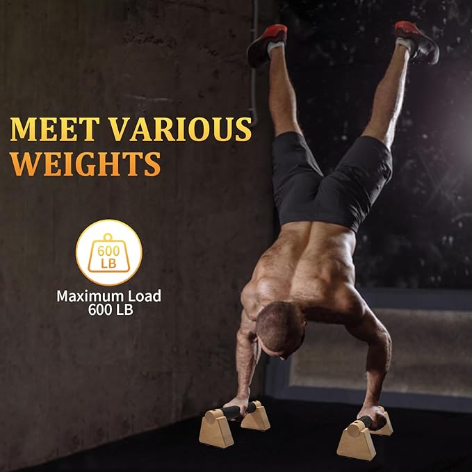 Parallettes Bars - Wooden Calisthenics Equipment for Handstand Training, Push Up Bars & Calisthenics Bar - Handstand Bars and Pushup Handles for Men