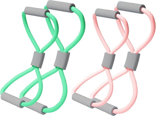 Figure 8 Fitness Resistance Bands with Handles - 4-Piece Set for Full-Body Workouts - Ideal for Strength Training, Physical Therapy, and Home Gym