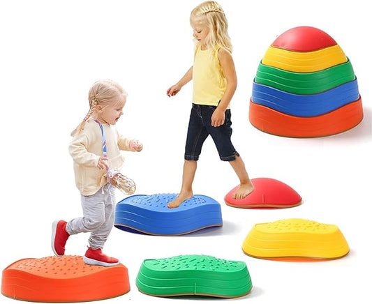 Fanboxk Stepping Stones for Kids,Non-Slip Toddlers Stepping Stones for Promoting Children's Balance Coordination Skills,Obstacle Courses Sensory Toys Outdoor or Indoor Play for Kids 3-8