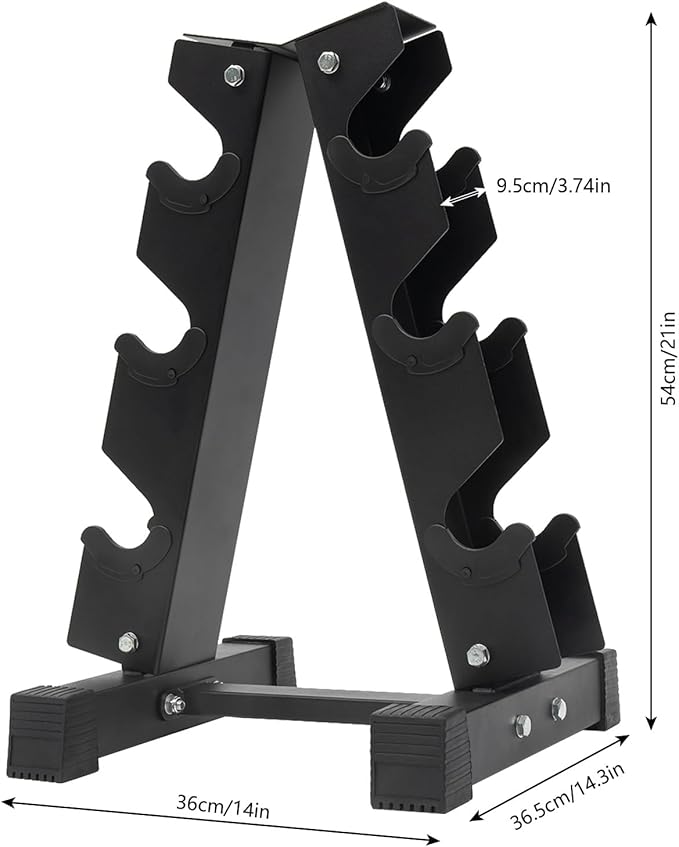 Dumbbell Rack Stand, 3 Tier Steel Dumbbell Holder 176 LBS Heavy Duty A-Frame Storage Rack Compact Weight Holder for Home Gym Fitness Storage