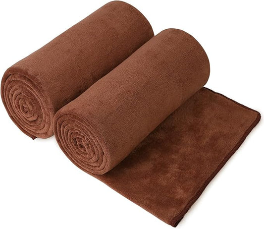 JML Microfiber Bath Towels, Large Bath Towel 2 Pack 30" x 60", Oversized, Soft, Super Absorbent and Fast Drying Bathroom Towel Set for Sport, Fitness, Yoga, Brown