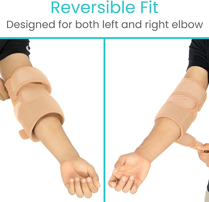 Vive Elbow Brace - Tennis Compression Sleeve - Wrap for Golfers, Bursitis, Left or Right Arm - Tendonitis Support Strap for Golf, Men and Women - Epicondylitis and Sports Recovery (Beige, Standard)