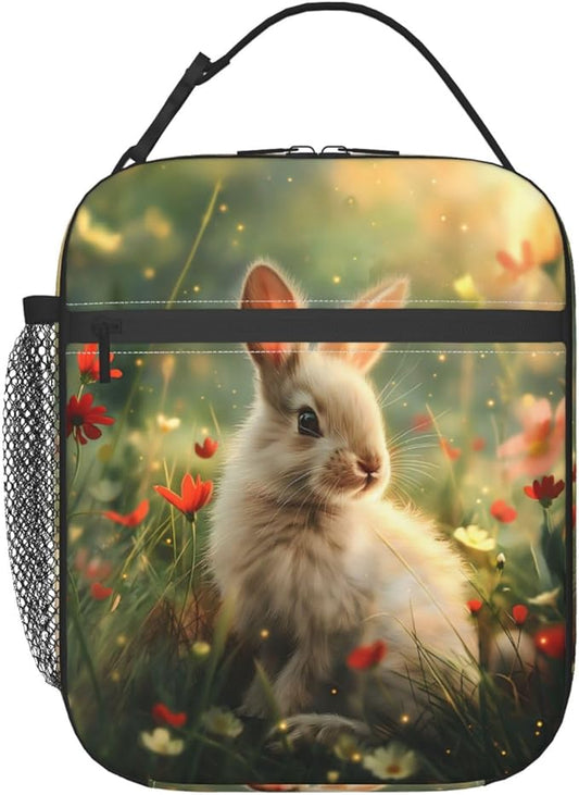 Insulated Lunch Box for Women Men, Cute Bunny Lunch Box Reusable Portable Lunch Bag Cooler Tote Waterproof Lunch Container for Office Picnic Work Travel Hiking