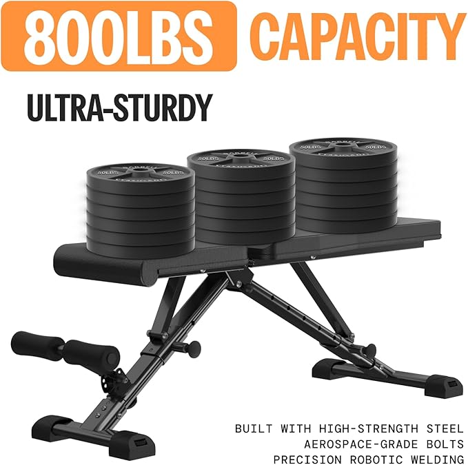 AIRHOP Upgraded Adjustable Weight Bench, Bench Press Full Body Workout, Quick Fold Space Saving, Workout Bench for Home Gym Strength Training