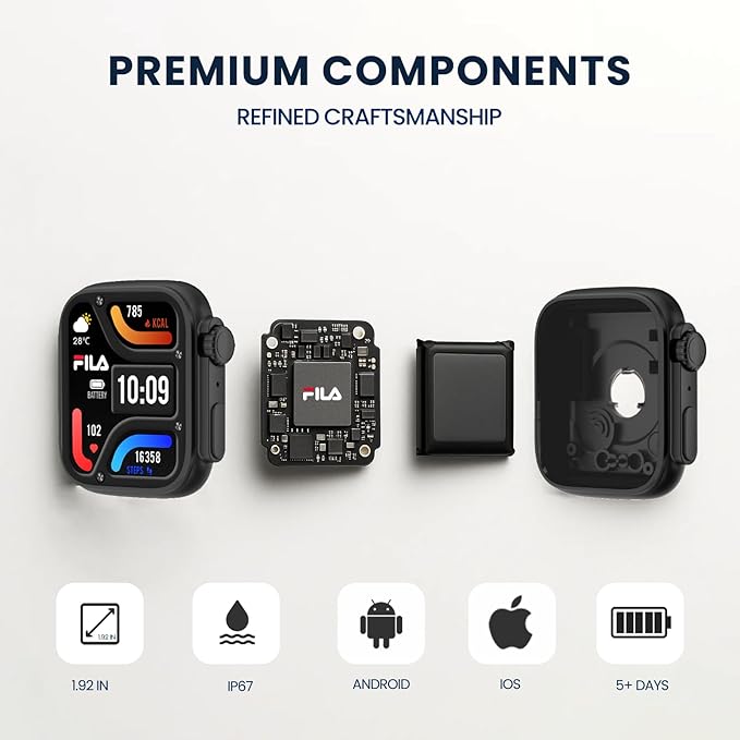 Fila Smart Watch with Bluetooth Calls, 1.83" Screen Fitness Tracker for Men Women, IP67 Waterproof, 120+ Workout Modes, 24/7 Heart Rate/Sleep Tracking, iOS Android Compatible - SW70 (Rose Gold)