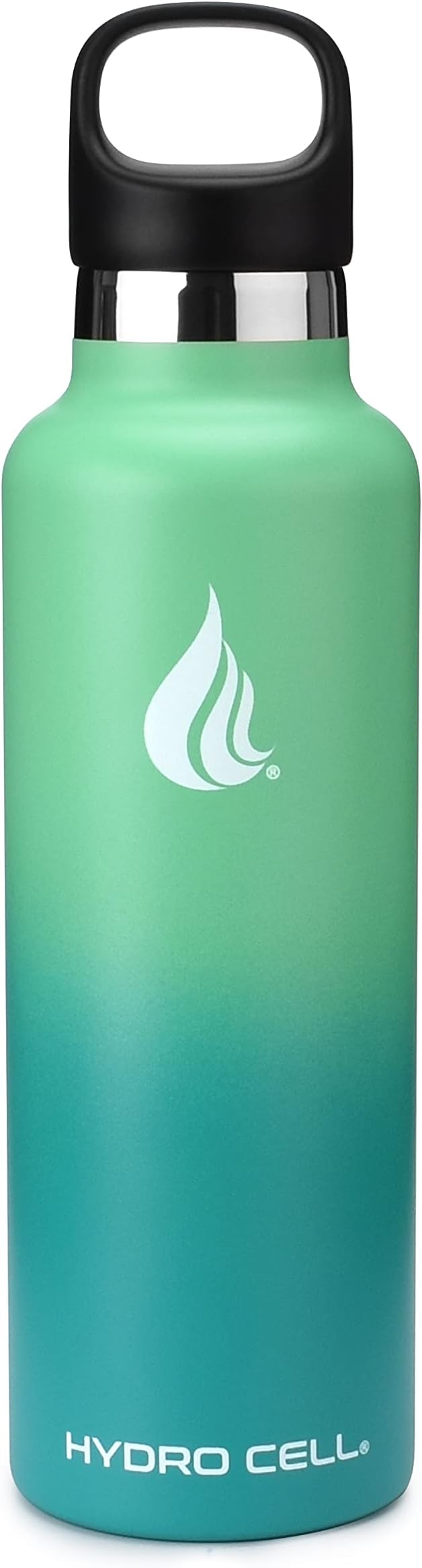HYDRO CELL Stainless Steel Water Bottle with Straw & 2 Standard Mouth Lids (32oz 24oz 20oz 16oz) Keeps Liquids Hot or Cold w/Double Wall Vacuum Insulated Leak Proof Sport Design (Mint/Green 24oz)