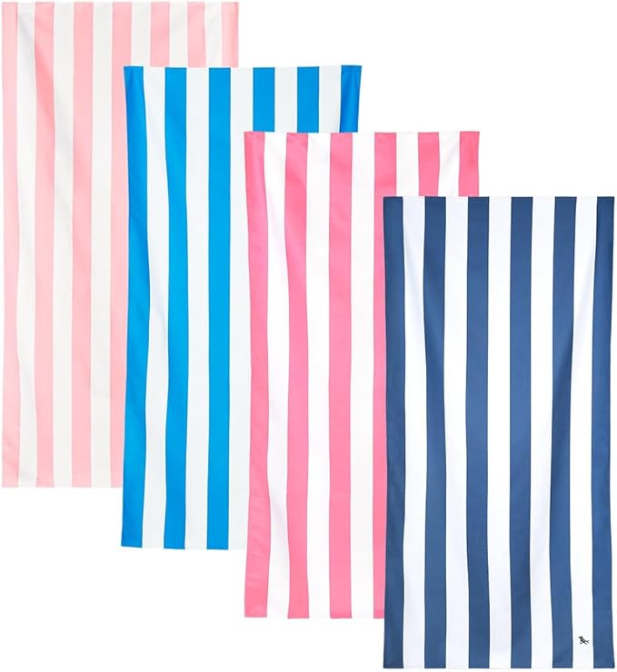 Dock & Bay Beach Towel - Quick Dry, Sand Free - Compact, Lightweight - 100% Recycled - Includes Bag - Set of 4 - Cabana Classics, Large (160x90cm, 63x35)