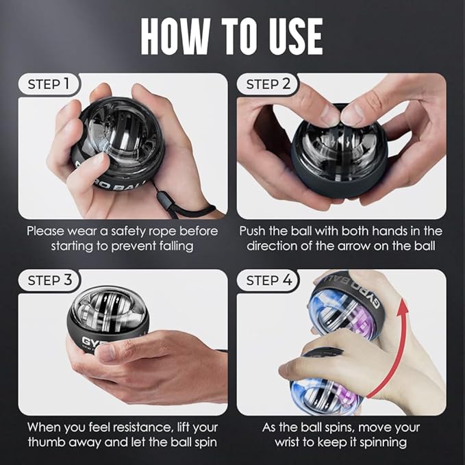 Wrist Ball, 2026 New Wrist Ball Exerciser, Auto-Start Wrist Balls Hand Exerciser, Adjustable Resistance, Hand Strengthening Devices for Strengthen Arms, Bones and Muscles, Joint Relief