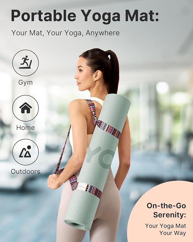 YOTTOY Yoga Mat, 72"x 32"x1/3" Extra Wide Non-Slip Exercise Fitness Yoga Mats,Eco-Friendly TPE Exercise Mats for Women Men Home Workout with Strap Bag