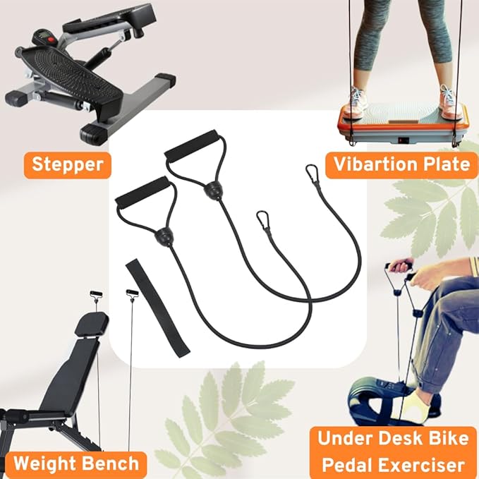ONIPAX 1 Pair Stepper Resistance Bands with Handles & Connecting Strap – Workout & Exercise Bands for Strength Training, Muscle Toning, Home Gym Fitness Equipment