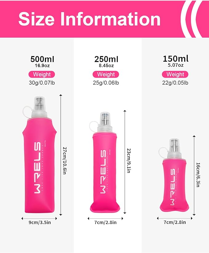 Folding Soft Flask Portable Collapsible Running Lightweight Water Bottle for Outdoor Sports,Travel with Mouthpeice Cover