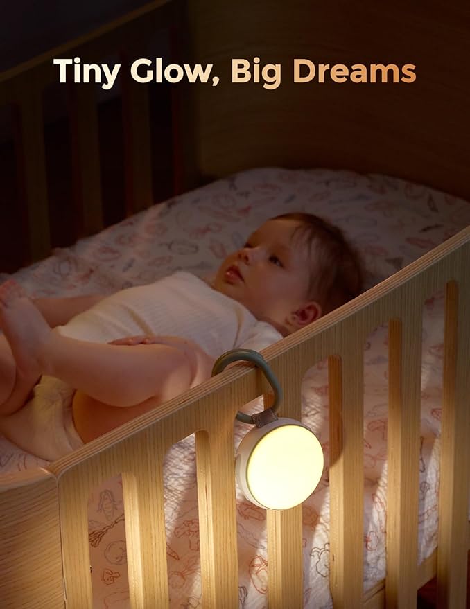 Momcozy Portable Sound Machine with Night Light, White Noise Sound Machine for Baby, 20 Soothing Sounds, Sound Therapy, Long-Lasting Power, Timer, Clips on Stroller, Baby Shower Gifts