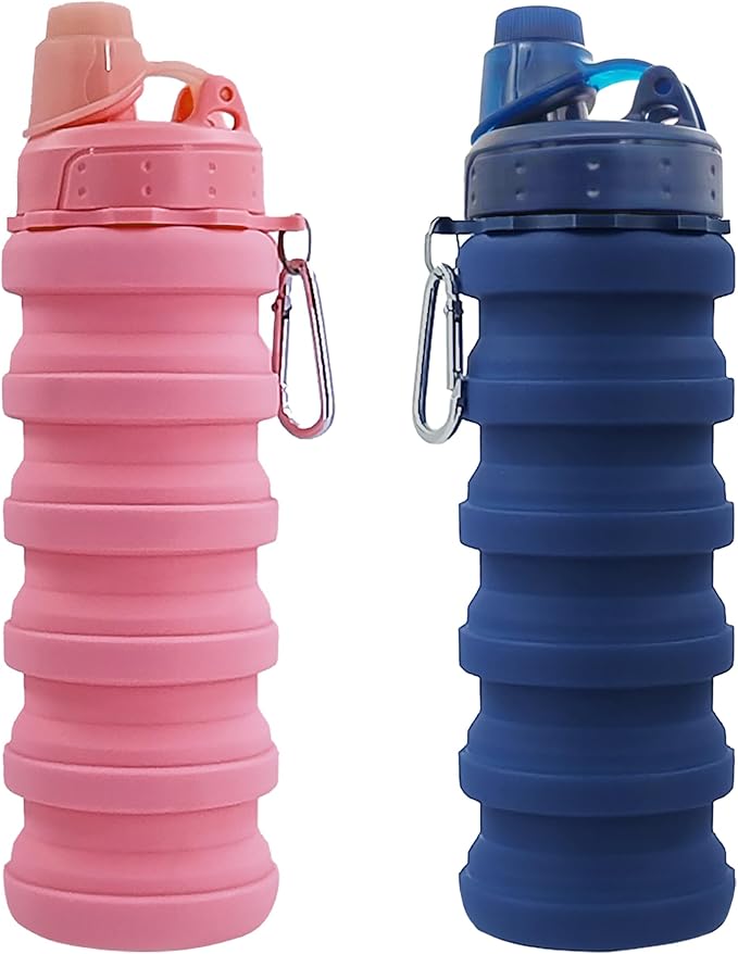 Collapsible Water Bottles Travel water bottle Sports Portable Sport Water Bottle Reusable Water Bottles comes with mountaineering Buckle 500ml silicone Water-proof camping water bottle