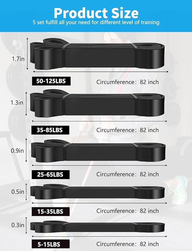 Resistance Bands, Pull Up Bands, Exercise Workout Bands for Working Out, Pull Up Assistance Bands Set for Men & Women, Body Stretching, Physical Therapy, Muscle Training