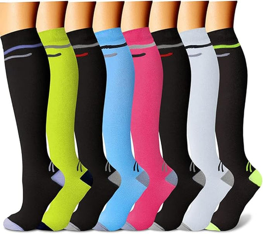 CHARMKING Compression Socks for Women & Men Circulation (8 Pairs) 15-20 mmHg is Best Support for Athletic Running,Hiking