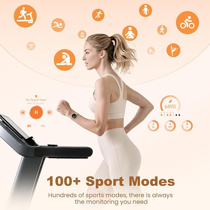 Smart Watch for Men/Women Android & iPhone, 1.27" Touch Screen Fitness Tracker with Answer/Make Calls, IP68 Waterproof Heart Rate/Sleep/SpO2 Monitor, Pedometer, 100+ Sport Modes